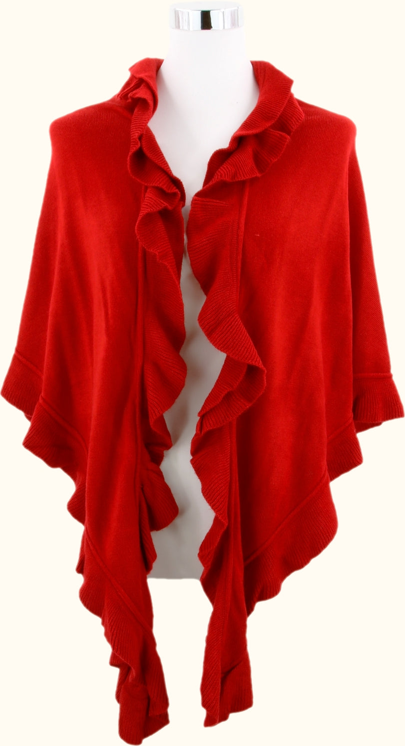 Poncho Rüsche rot