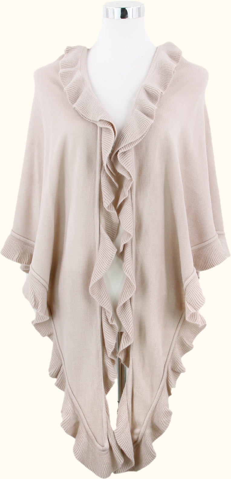 Poncho Rüsche beige